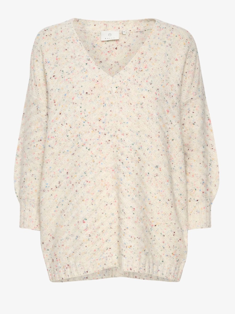 KAFFE Kapaige Créme Brûlée Melange V-Neck Relaxed Pullover Sweater